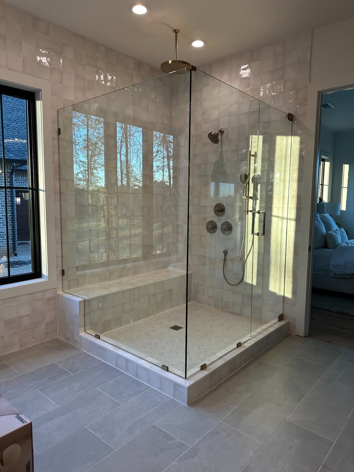 Custom frameless shower enclosure installed by Turner Glass