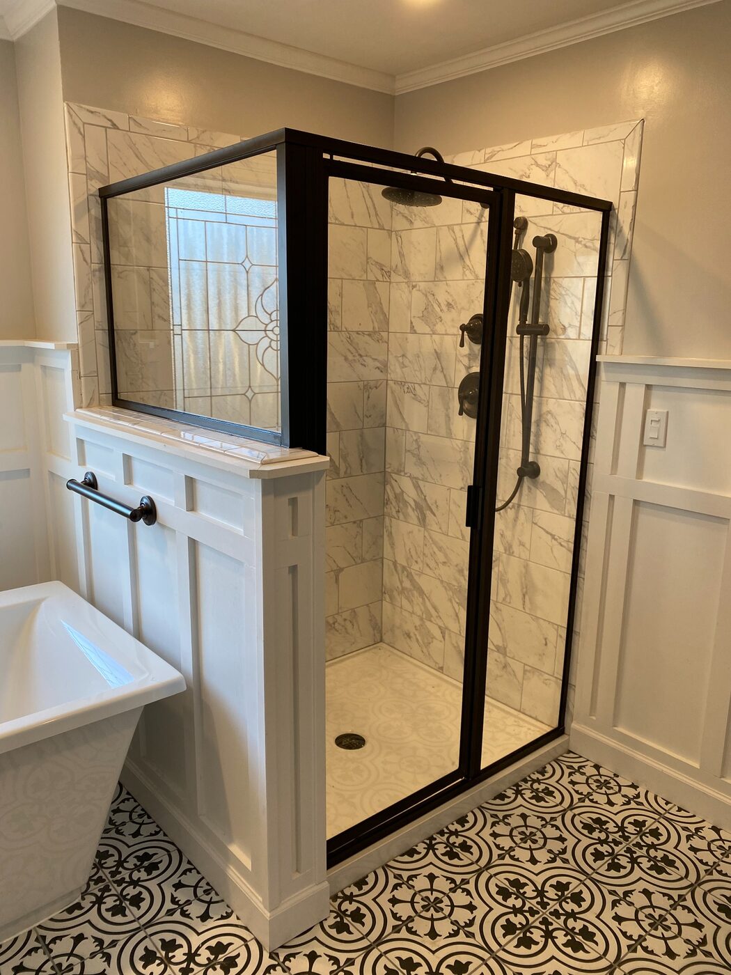 Black framed shower enclosure